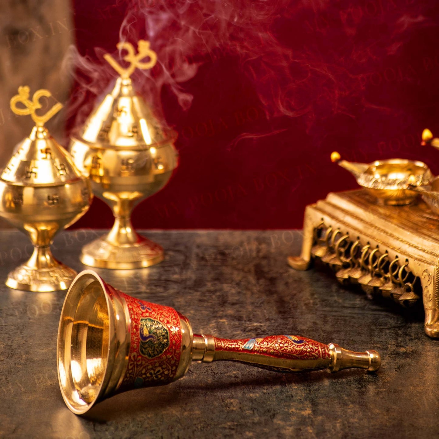 Designer Peacock Brass Pooja Bell