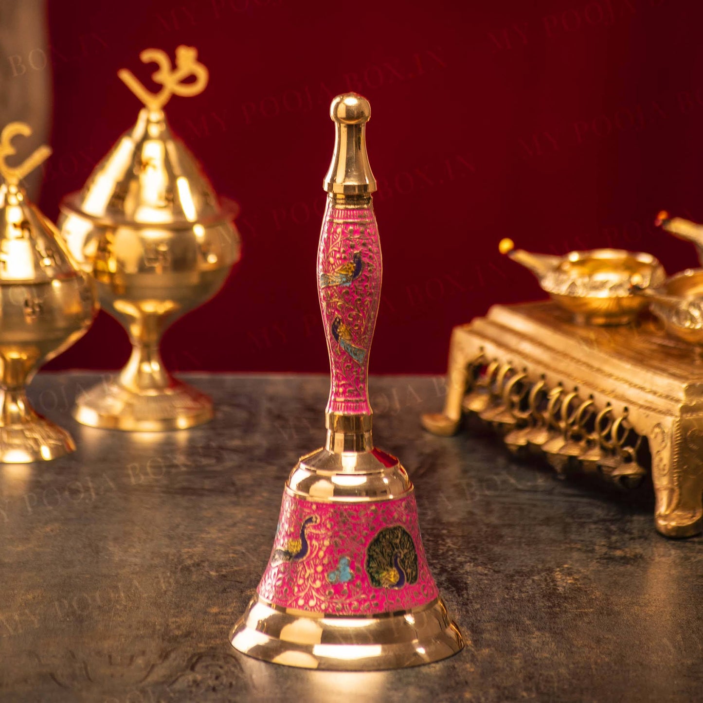 Designer Peacock Brass Pooja Bell