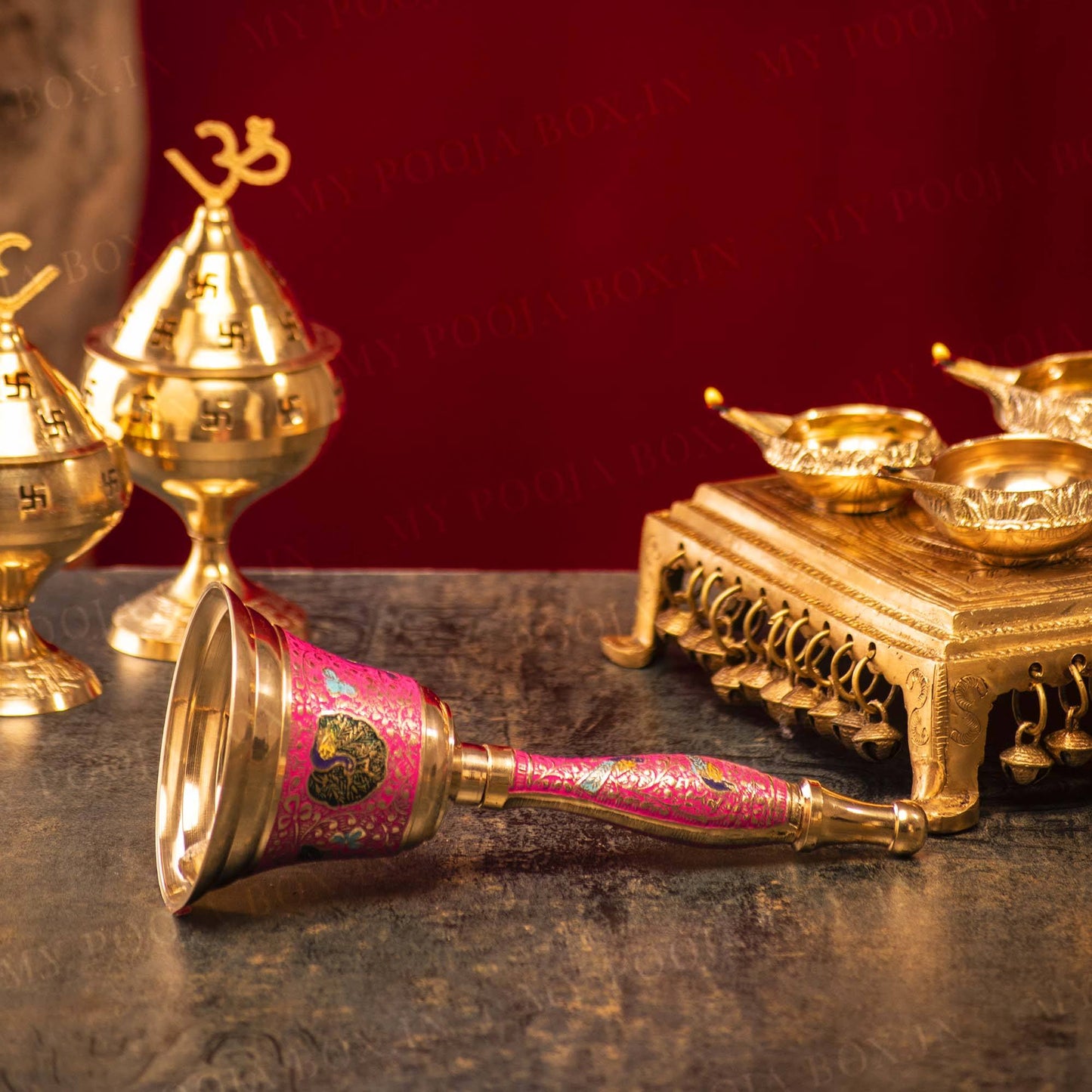 Designer Peacock Brass Pooja Bell