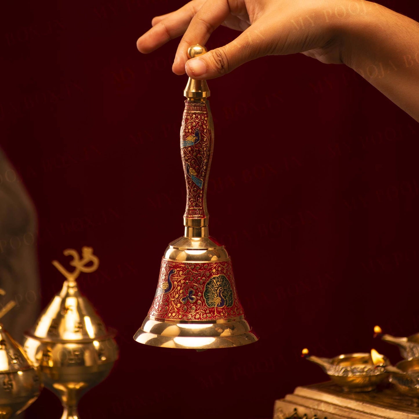 Designer Peacock Brass Pooja Bell