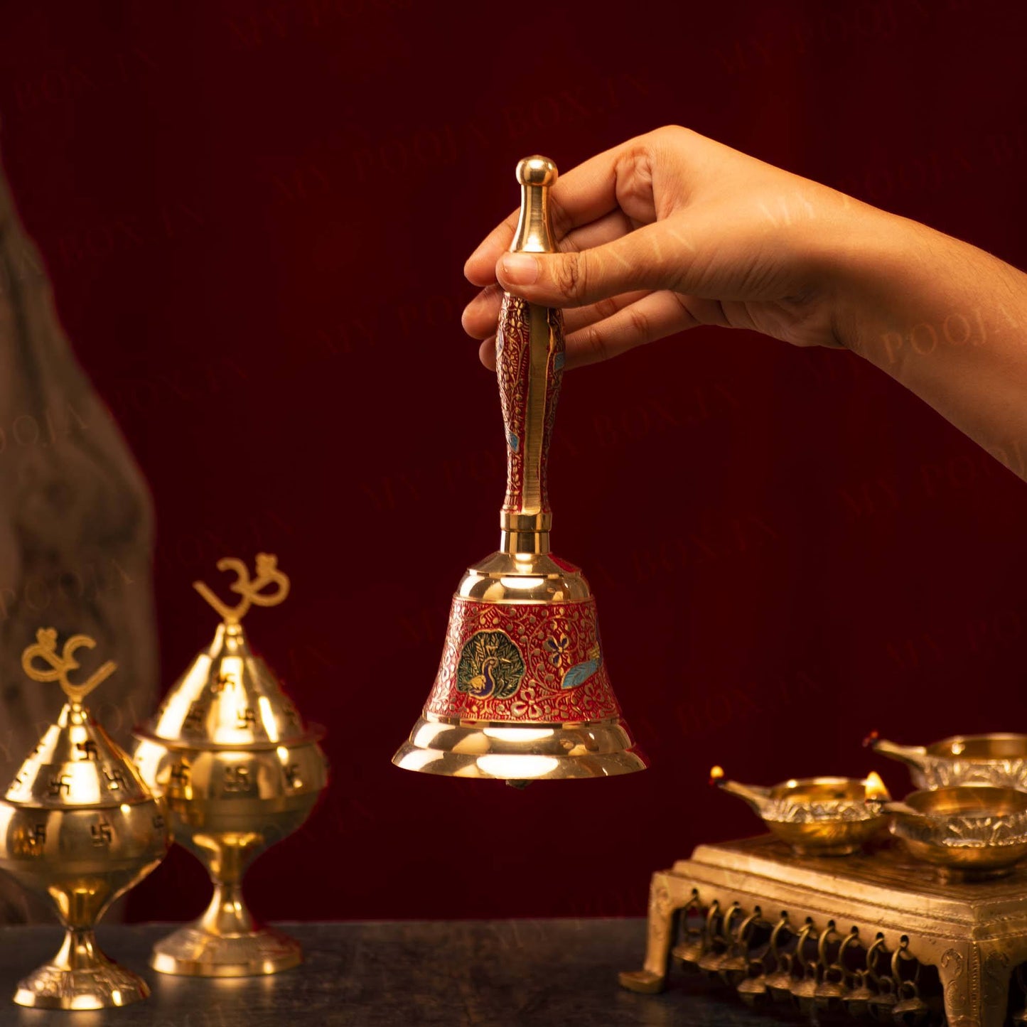 Designer Peacock Brass Pooja Bell