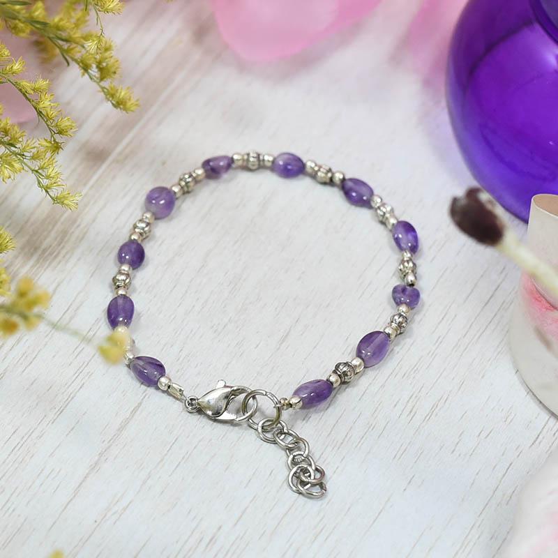 Silver Amethyst Crystal Bracelet