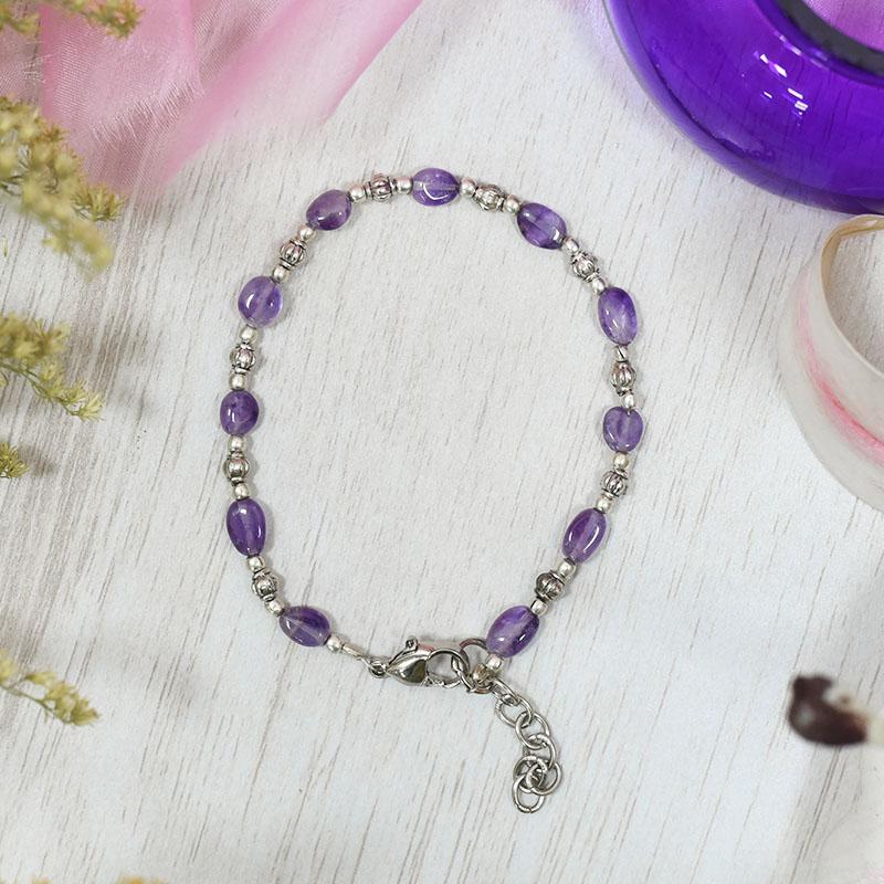 Silver Amethyst Crystal Bracelet