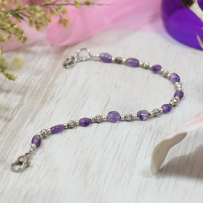 Silver Amethyst Crystal Bracelet