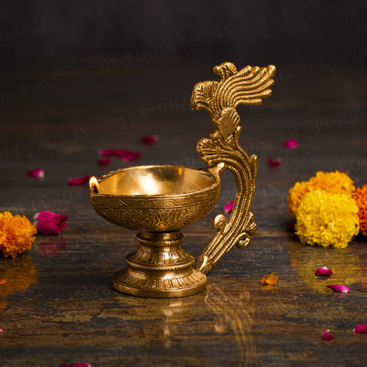 Antique Brass Peacock Diya