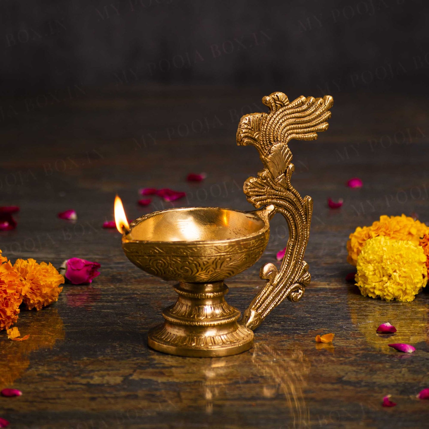 Antique Brass Peacock Diya
