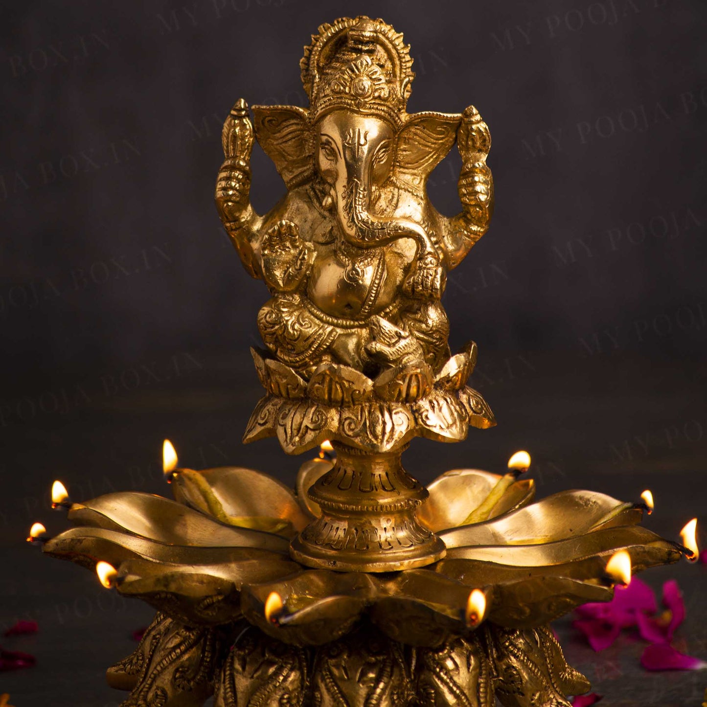 Antique Brass Ganesha Diya