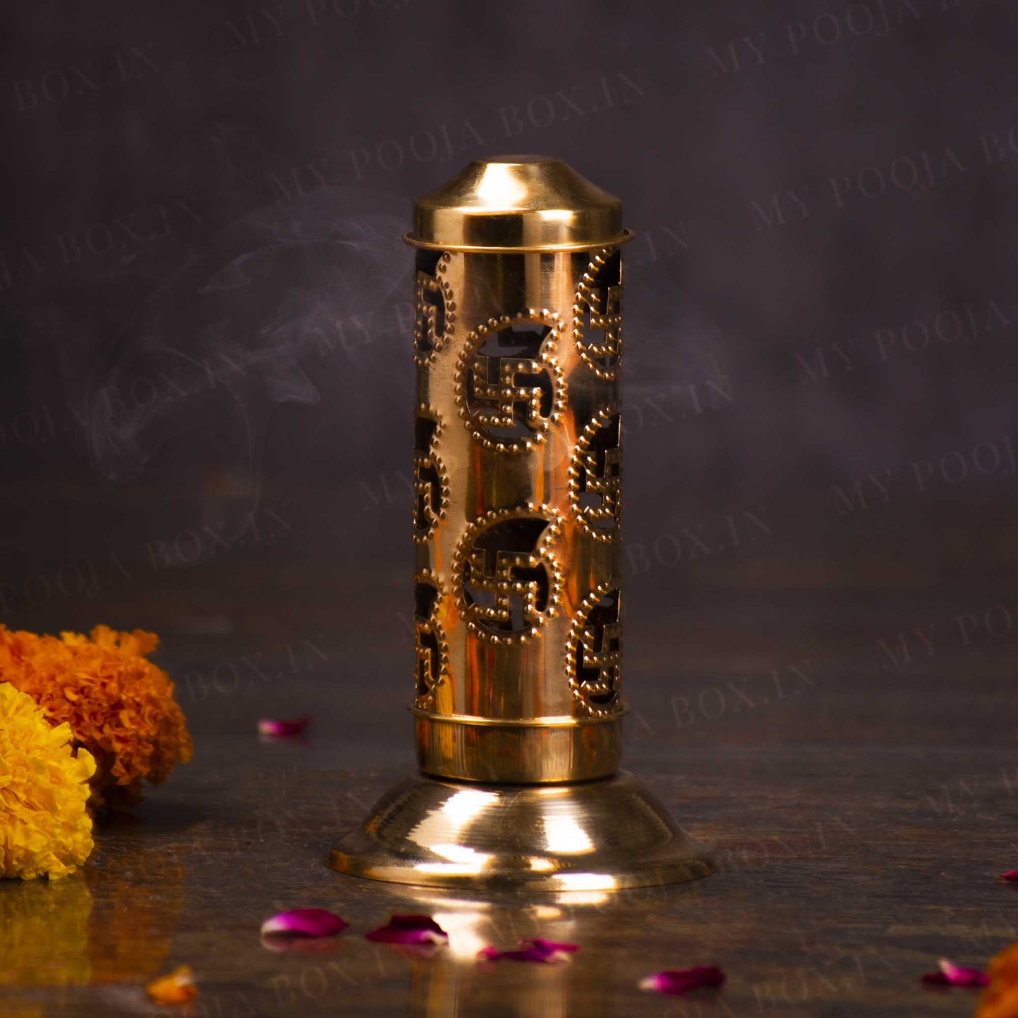 Antique Brass Swastik Dhoop Stand