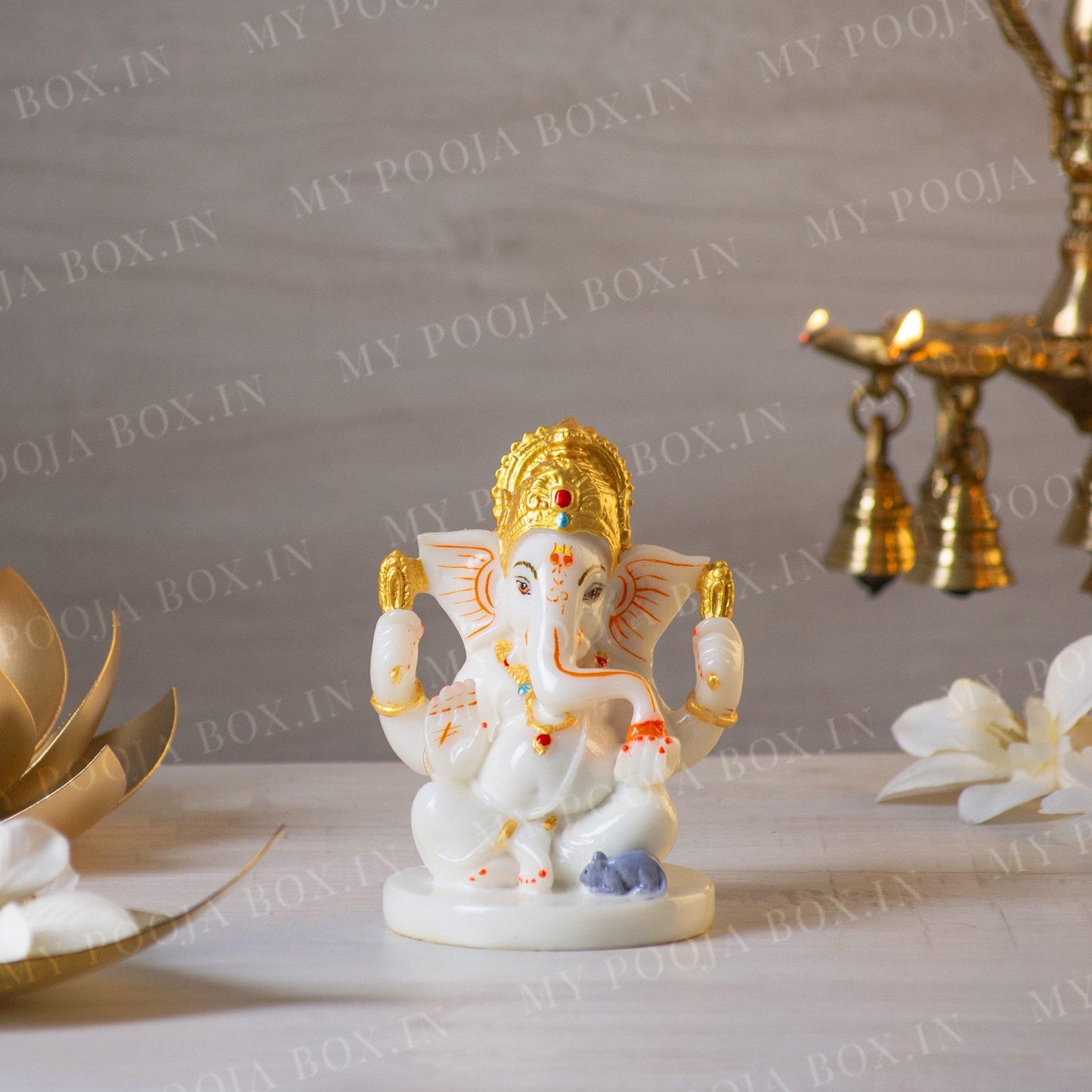 Delightful White Ganesha Statue