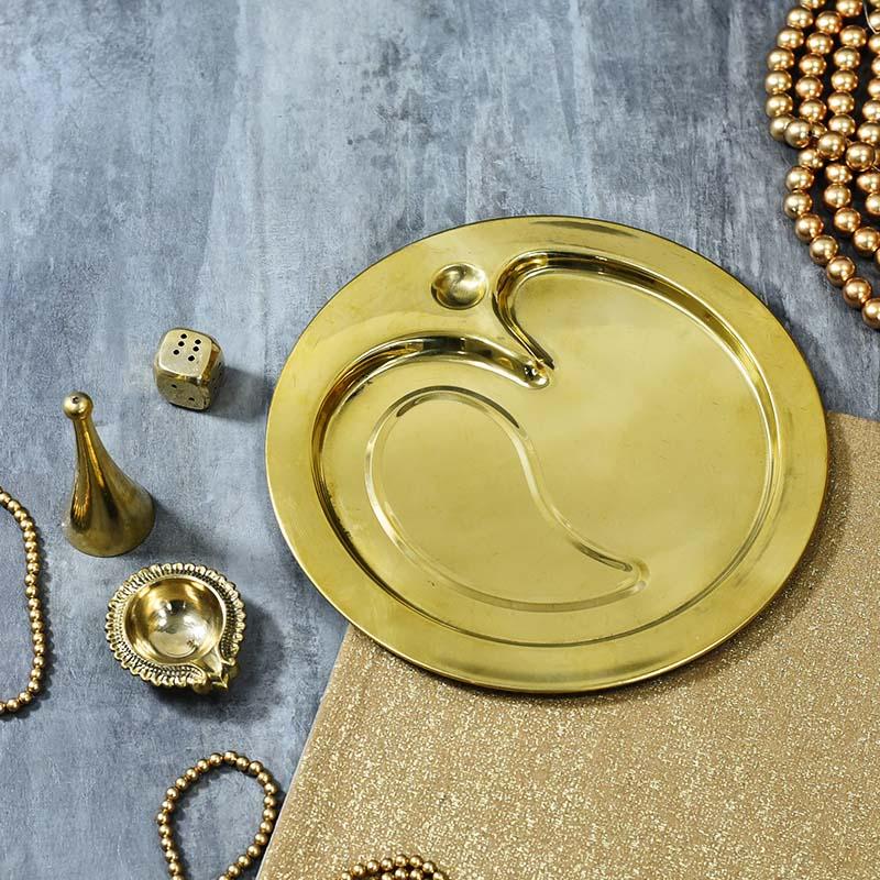 Traditional Brass Om Pooja Thali (Set Of 4)