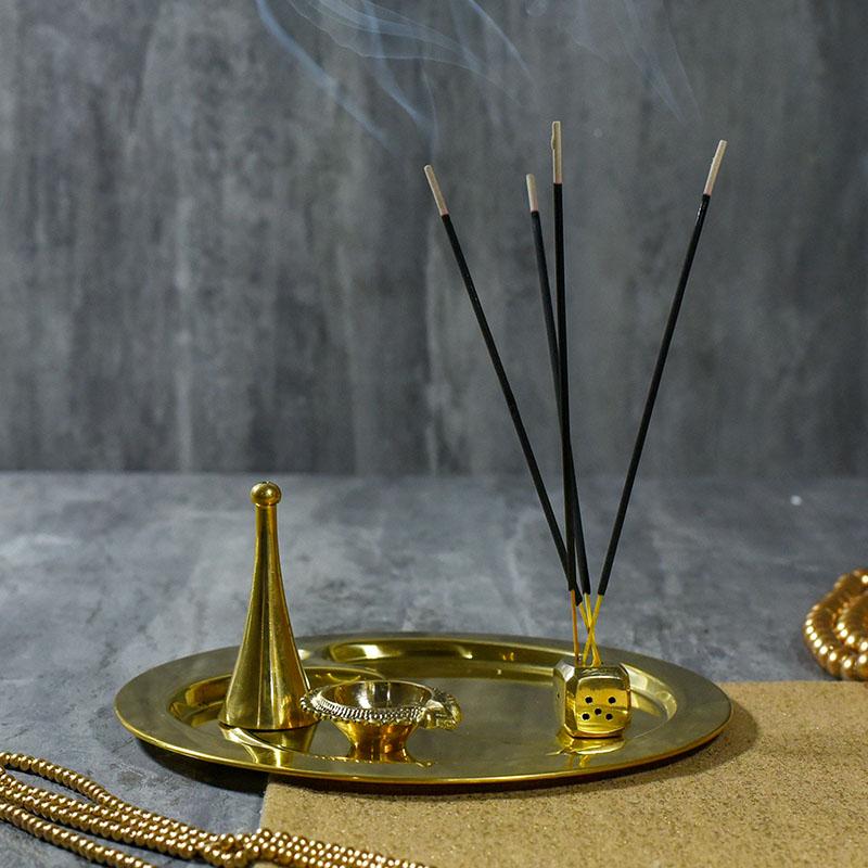 Traditional Brass Om Pooja Thali (Set Of 4)