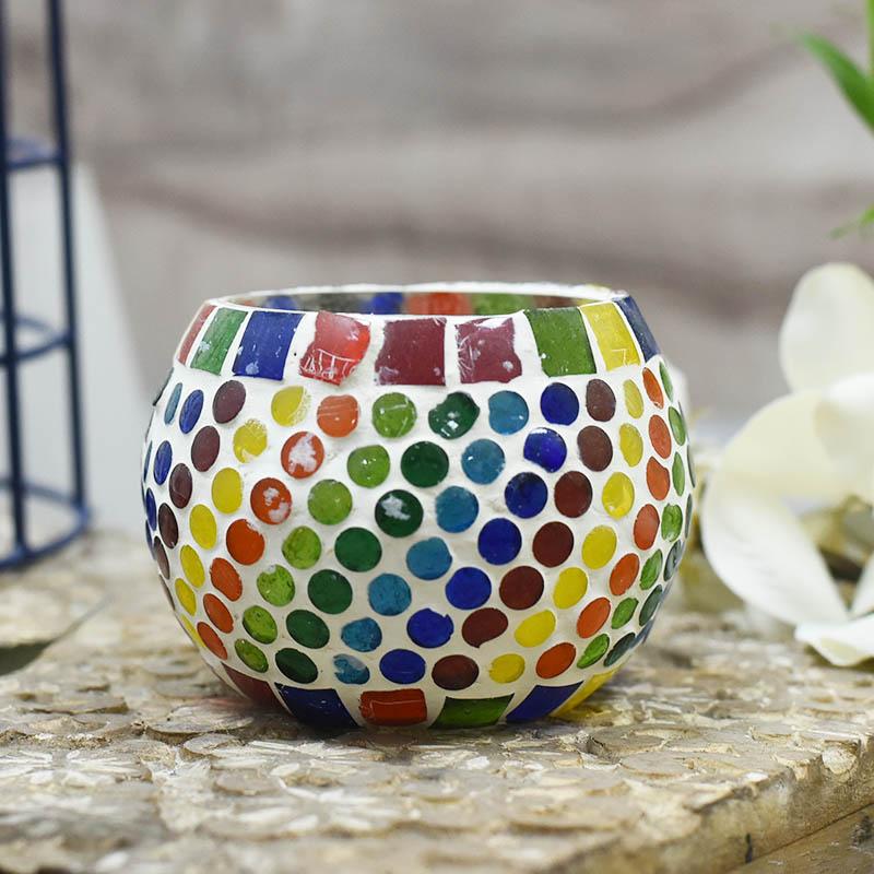 Gorgeous Handcrafted Colorful Mosaic T-light Holder