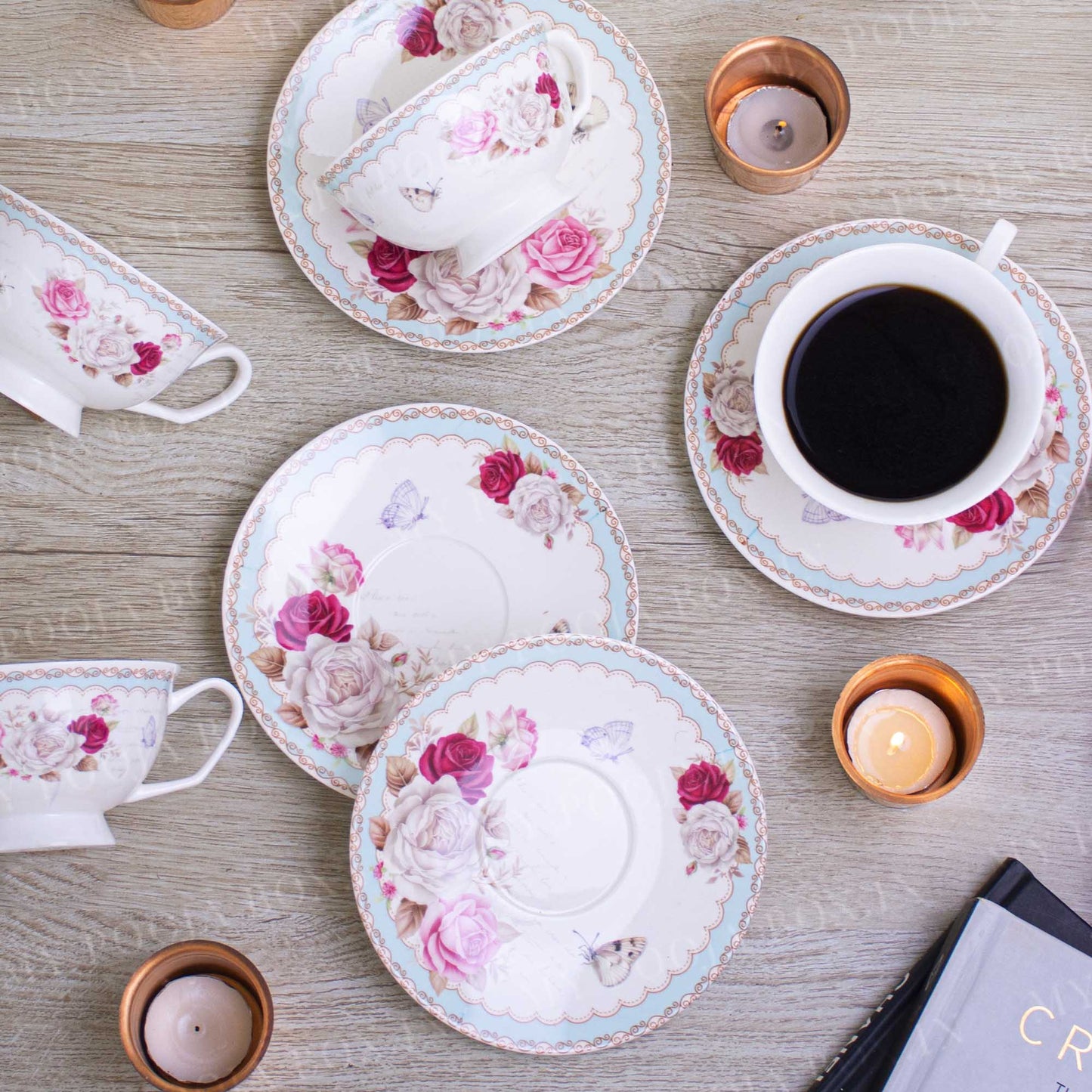 Floral Tea Cups (Set of 6)