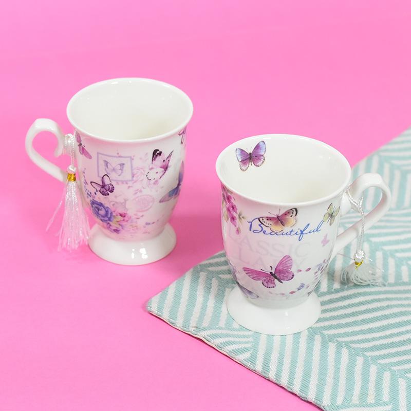 Butterfly Theme Vintage Tea Cups (Set of 2)