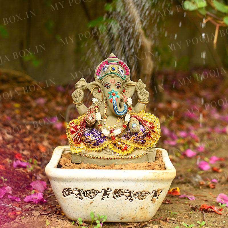 9INCH Bejewelled Eco-Friendly Ganpati | Plant-A-Ganesha