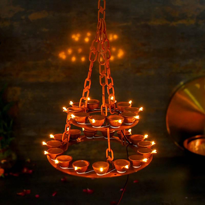 Double Layer LED Hanging Diya Light