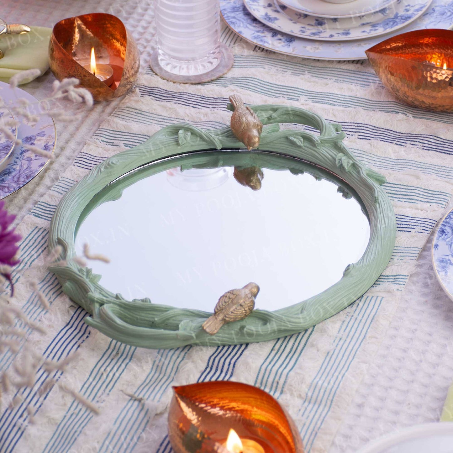 Charming Bird Glass Serving Tray