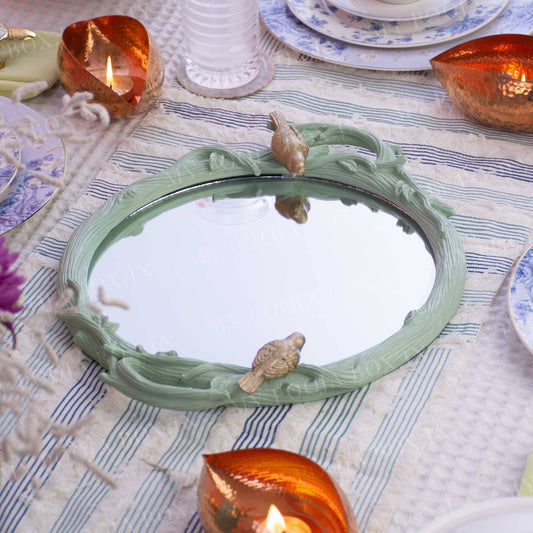 Charming Bird Glass Serving Tray