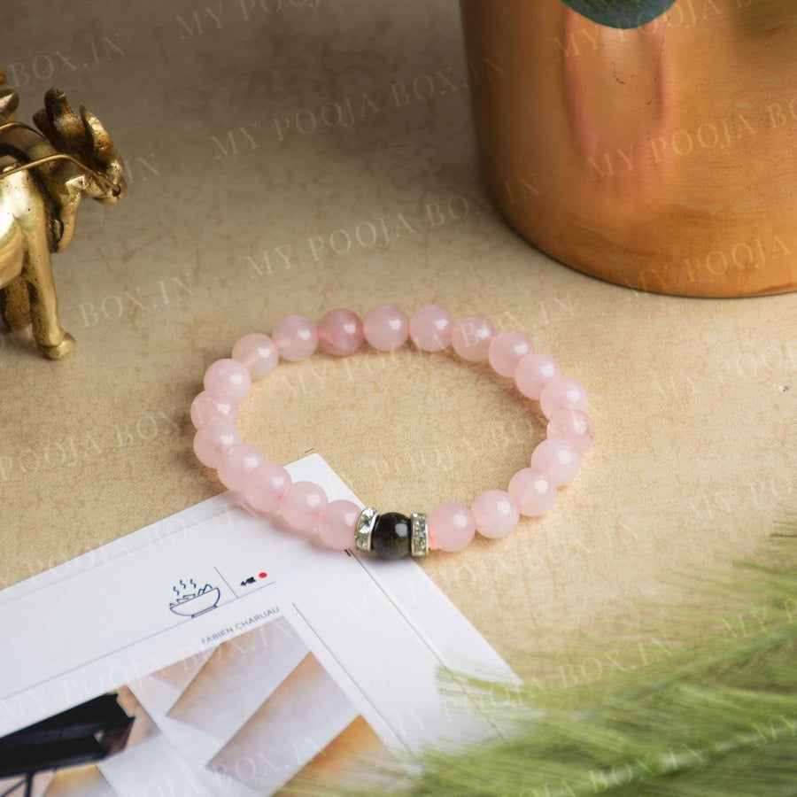 Buy Natural Rose Quartz Beaded Bracelet 8mm, Howlite and Rose Quartz  Bracelet, Rose Quartz Stretch Beaded Bracelet, Beaded Stack Bracelet Set  Online in India - Etsy