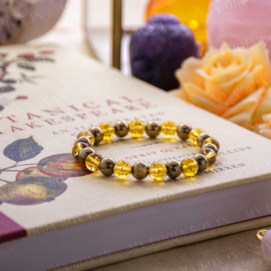 Buy Citrine Pyrite Natural Crystal Healing Bracelet Online in