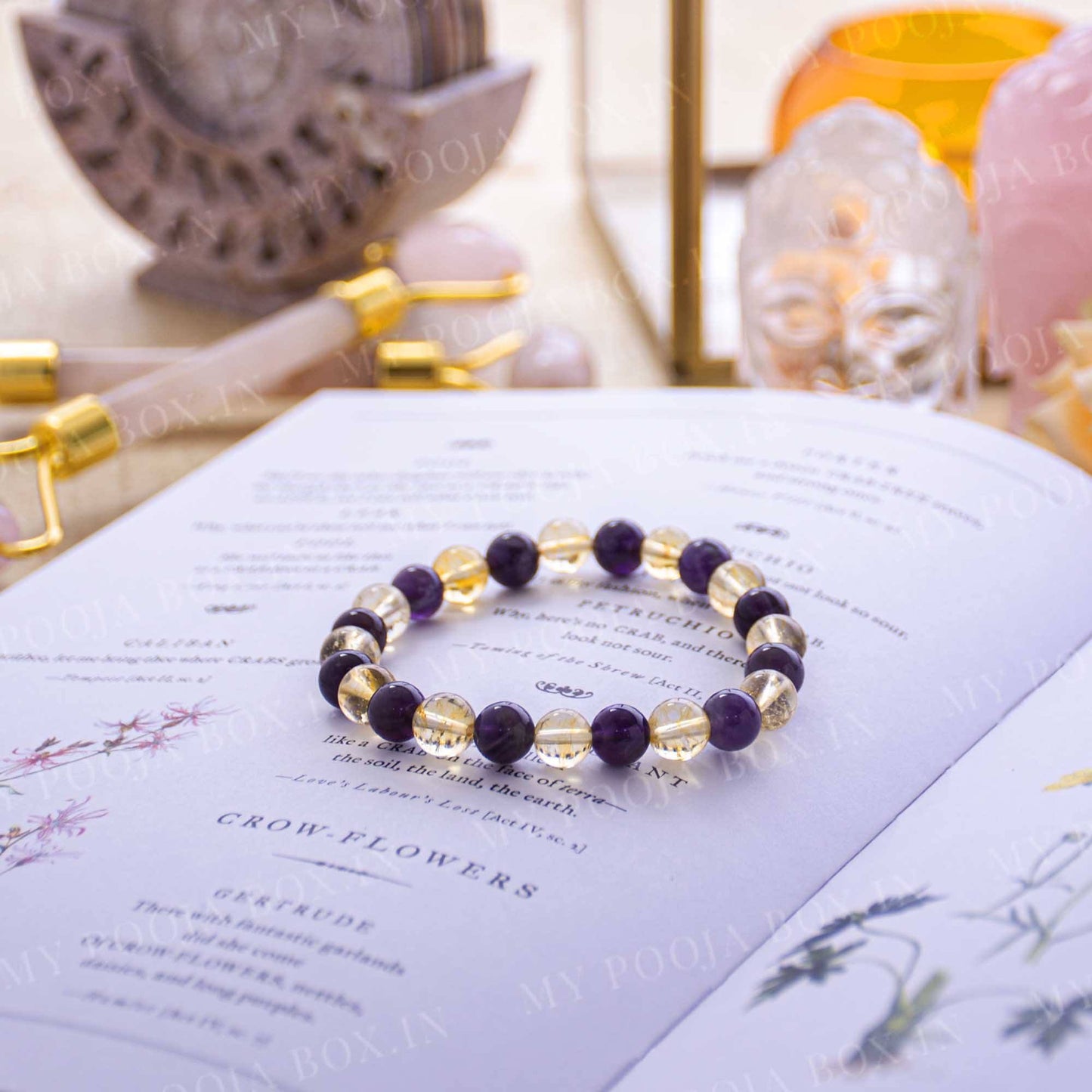 Citrine & Amethyst Healing Crystal Bracelet | Spirituality & Success