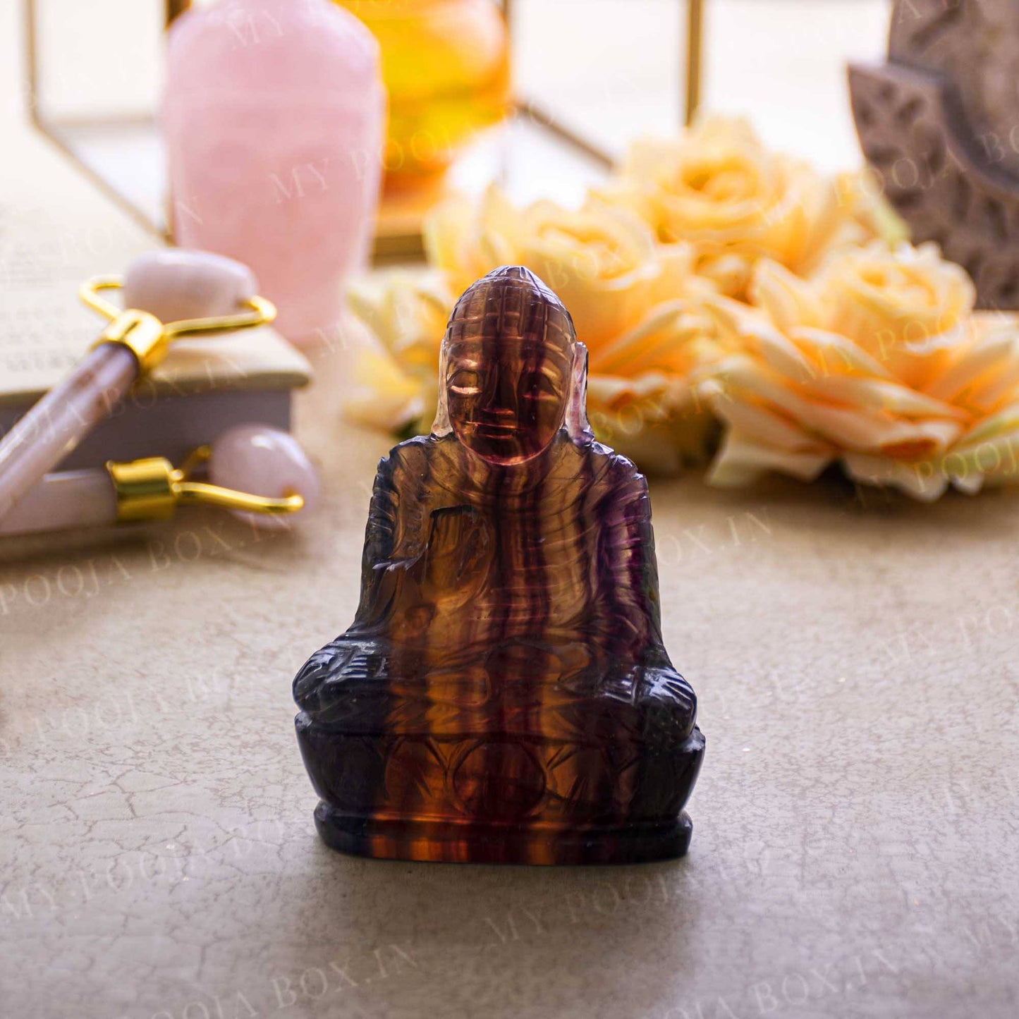 Fluorite Natural Crystal Buddha Statue