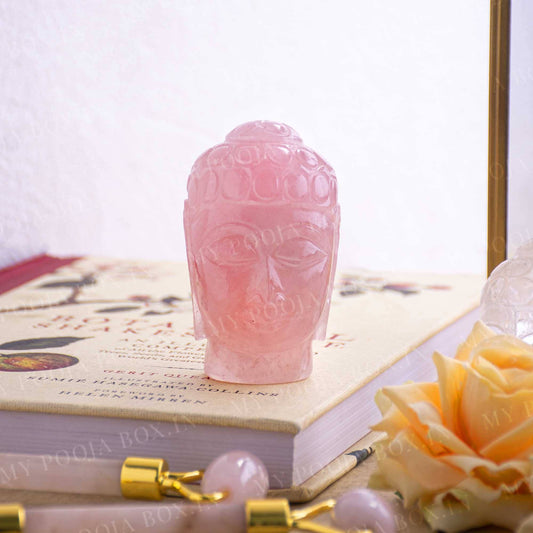 Rose Quartz Natural Crystal Buddha Head