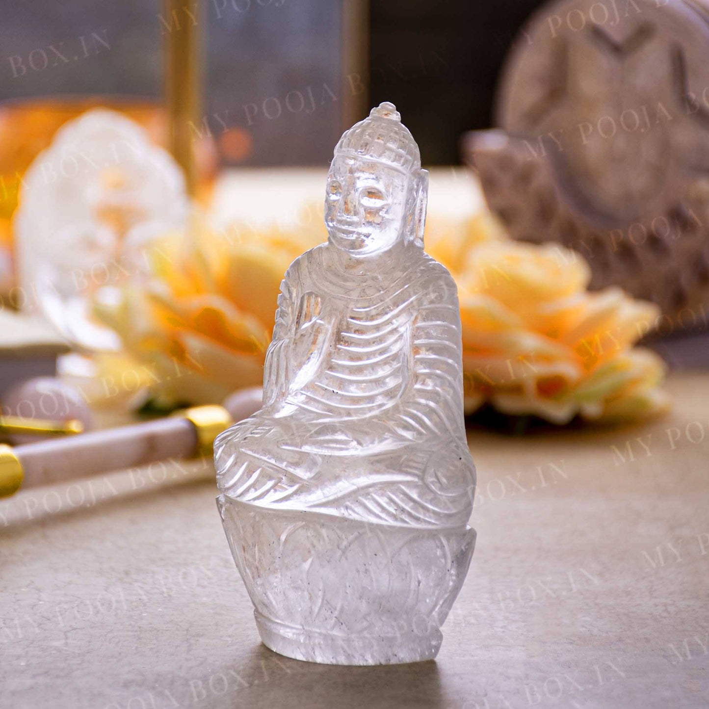 Clear Quartz Natural Healing Buddha Statue
