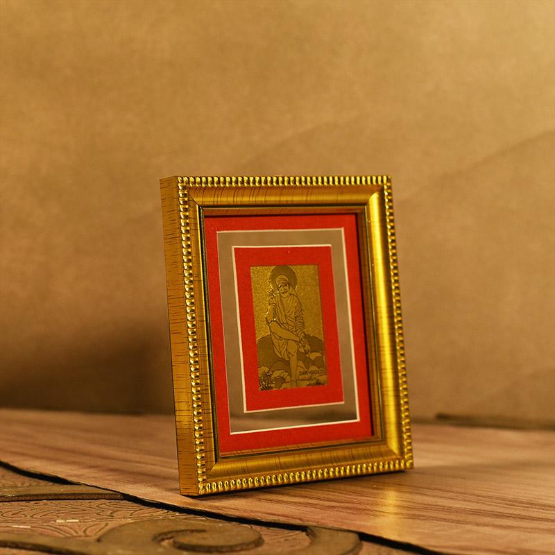 24k Gold Foil Sai Baba Card Frame