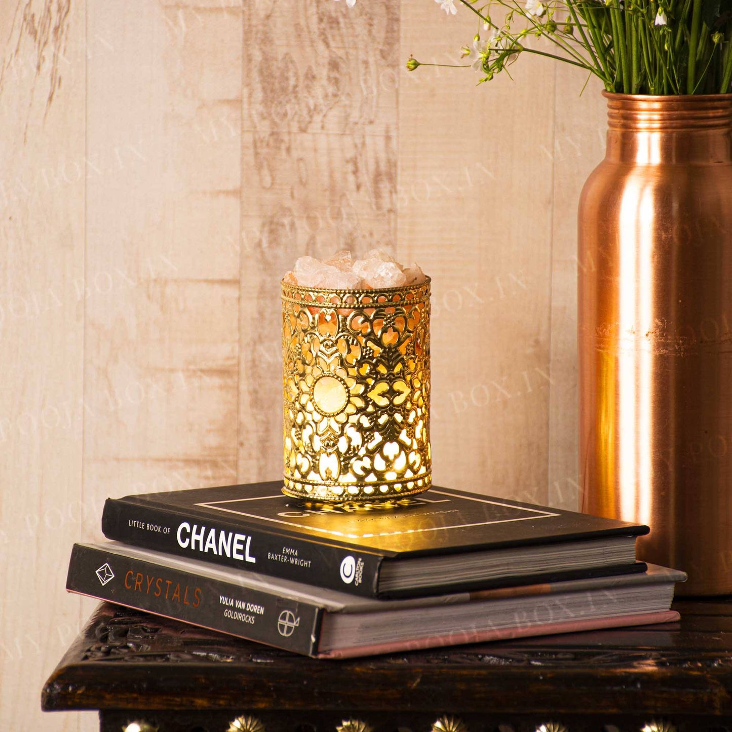Floral Antique Mini Himalayan Salt Lamp