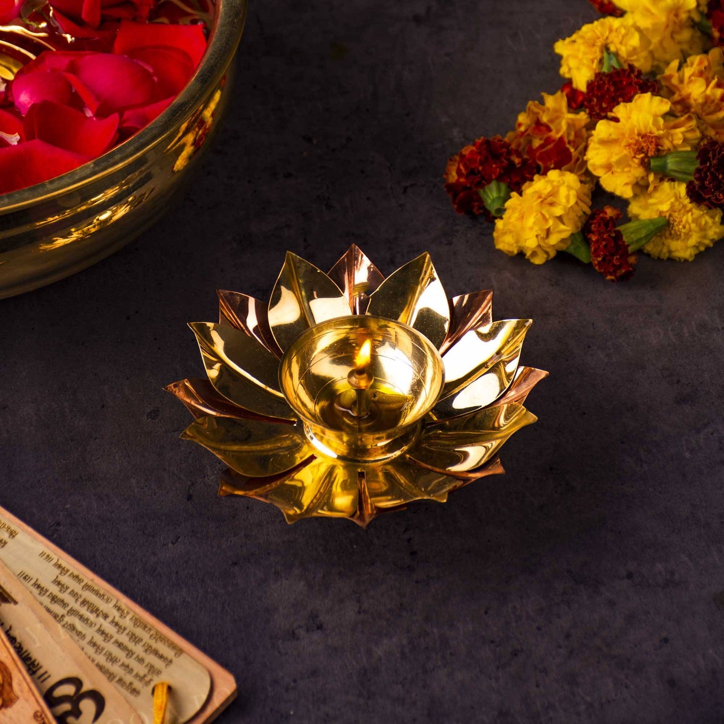 Elegant Handcrafted Metal Lotus Diya