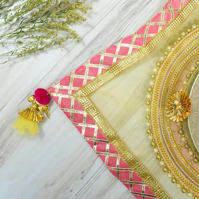 Dazzling Yellow and Pink Thali Cover