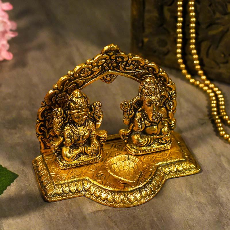 Laxmi & Ganesh Idol with Aesthetic Diya