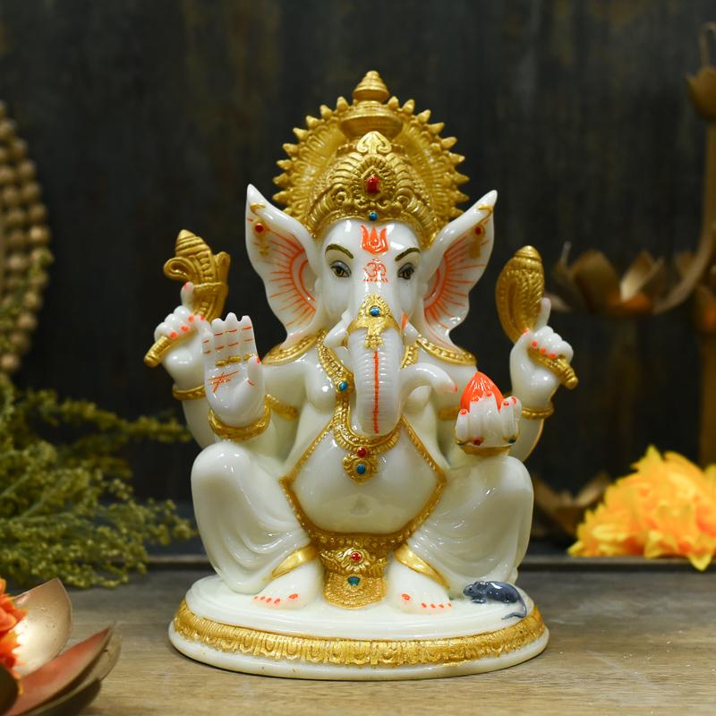 Golden Sitting Ganesha idols for ganesh chaturthi