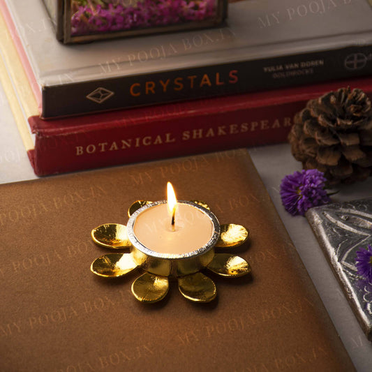 Gold Plated Petal T-Light Holder