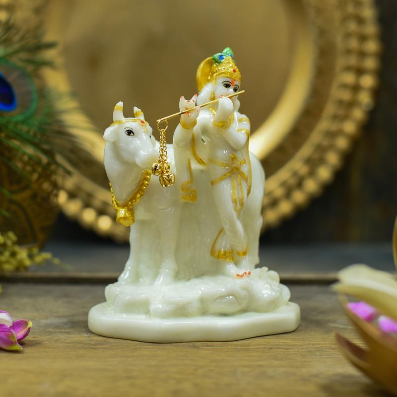 Glossy Krishna Cow Idol