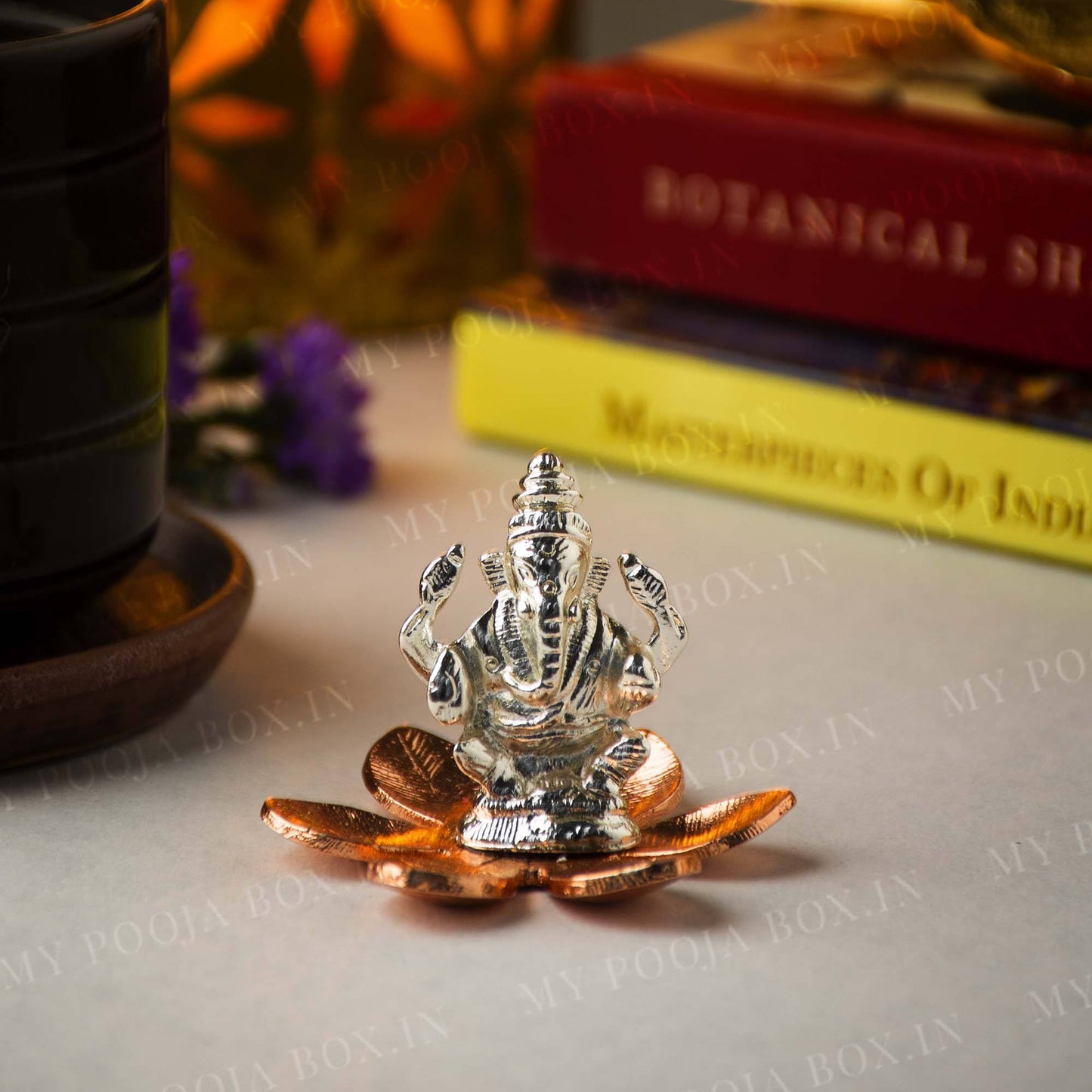 Auspicious Silver Plated Ganesh Laxmi Idol