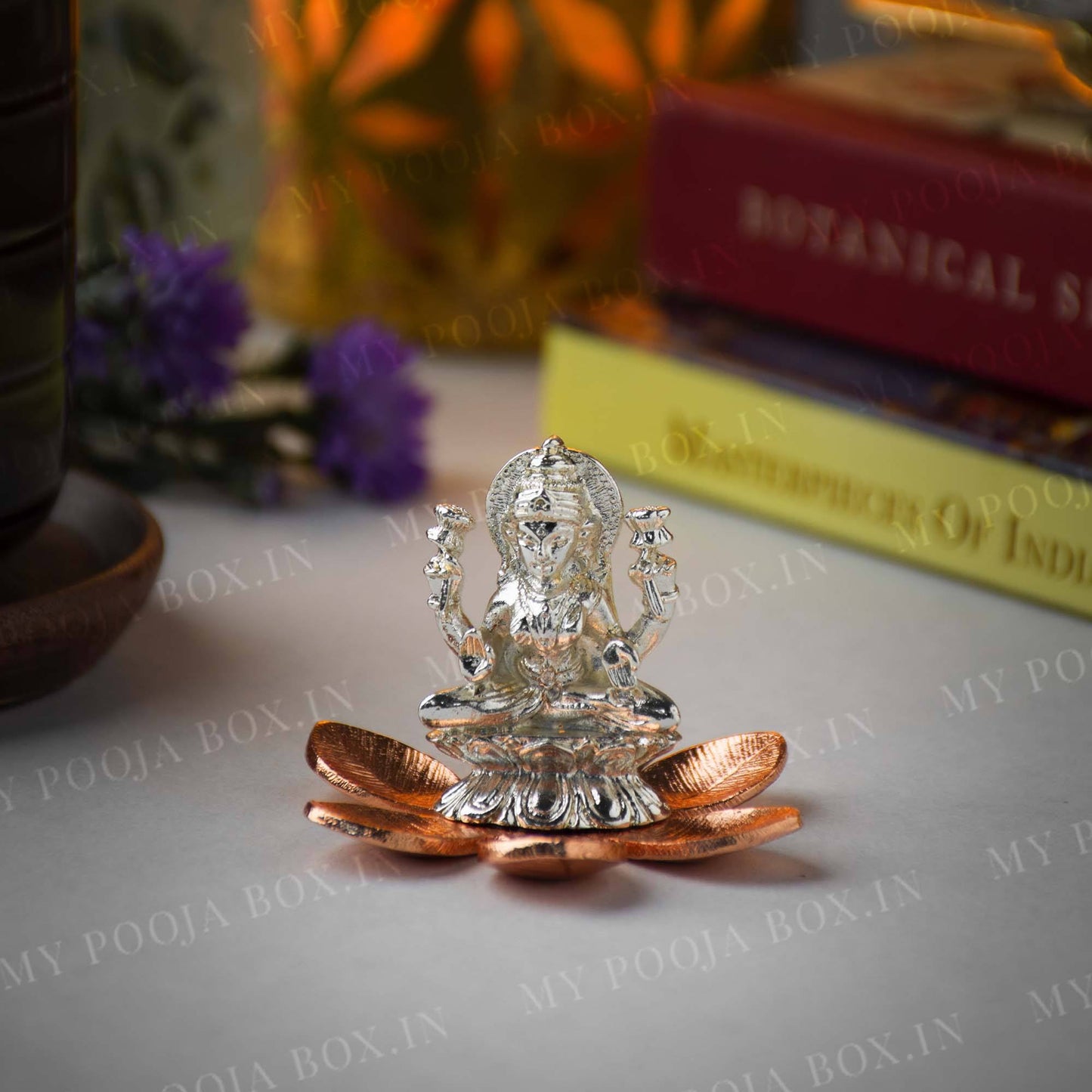 Auspicious Silver Plated Ganesh Laxmi Idol