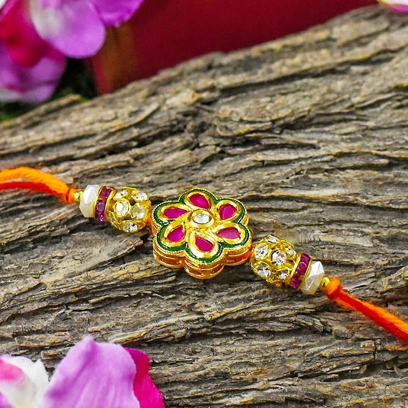 Floral Kundan Stylish Rakhi