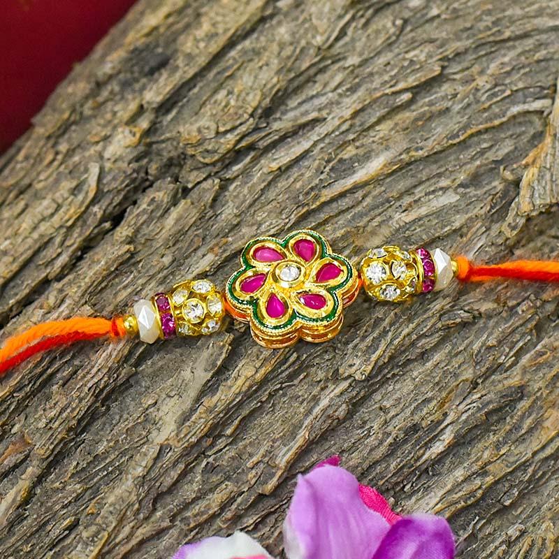 Floral Kundan Stylish Rakhi