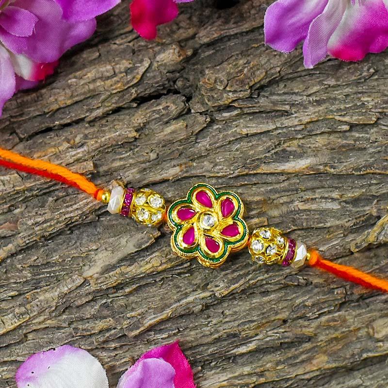 Floral Kundan Stylish Rakhi