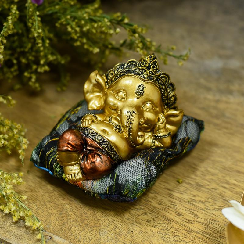 Cute Sleeping Ganesha On Cushion
