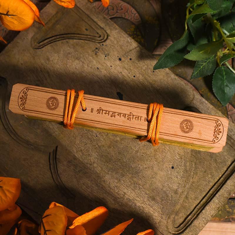 Vintage Handcrafted Palm Leaf Shrimad Bhagvad Gita Scroll