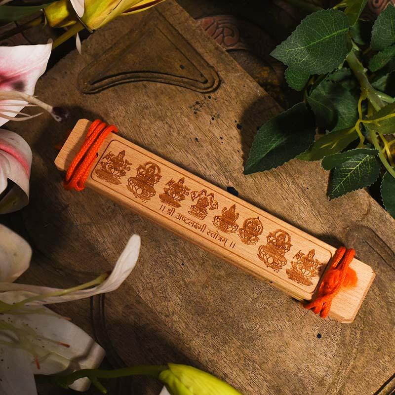 Vintage Handcrafted Palm Leaf Shri Ashta Laxmi Stotram Scroll