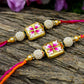 Hand Painted Floral Square Rakhis (Set of 2)