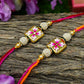 Hand Painted Floral Square Rakhis (Set of 2)