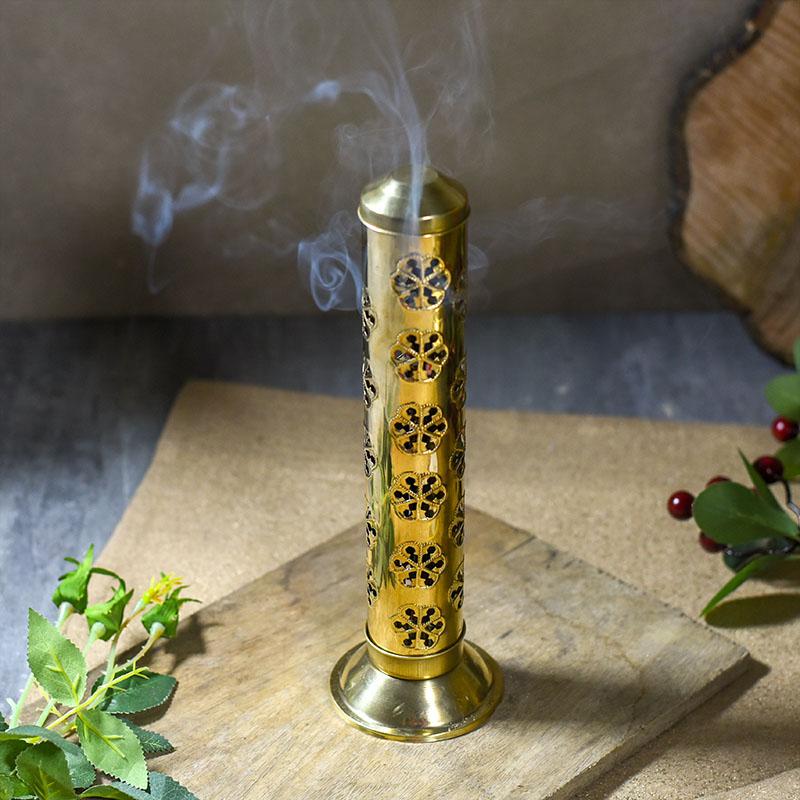 Stylish Flower Pattern Brass Incense Holder