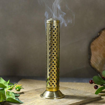 Handmade Brass Agarbatti Incense Holder with Wavy Latticework