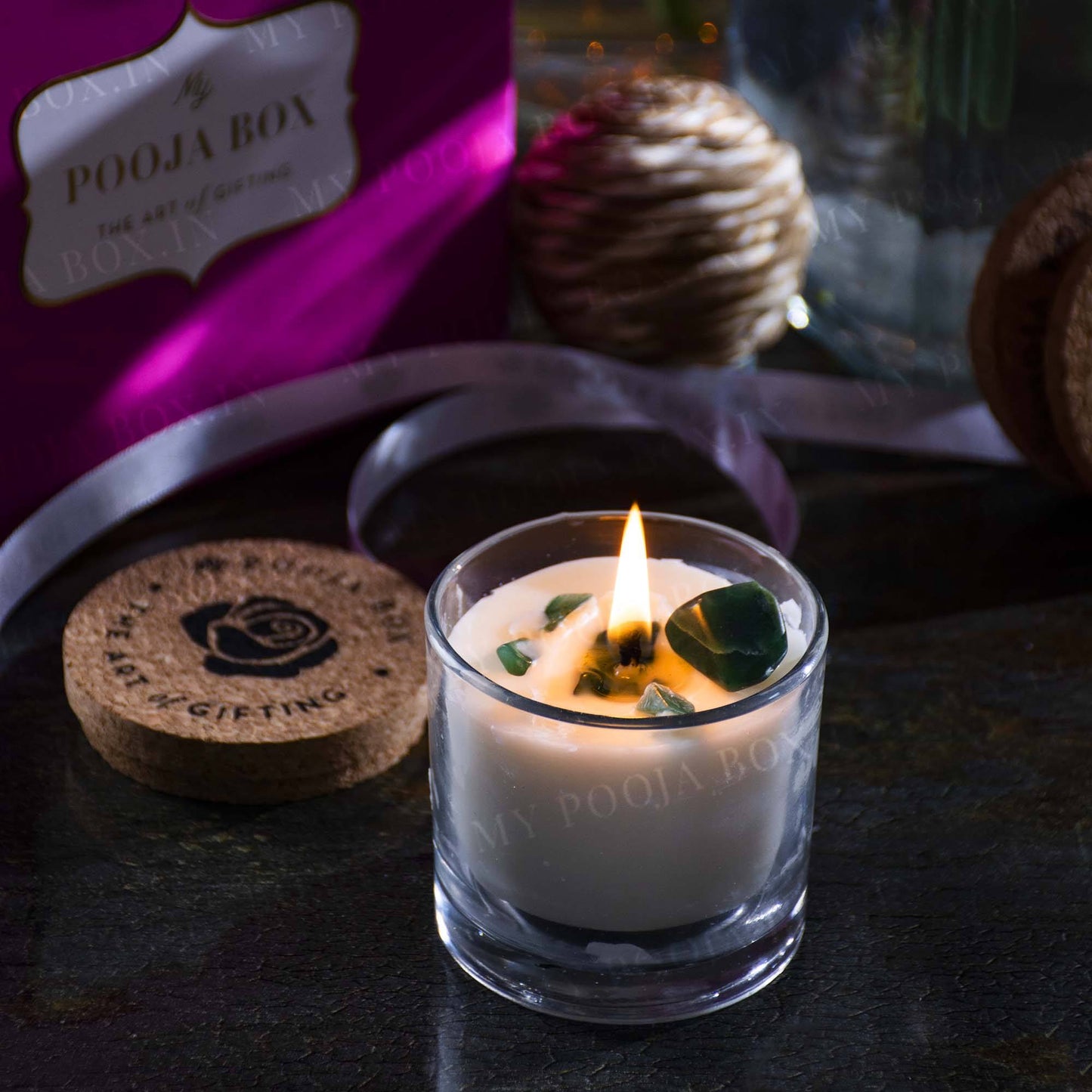 Spiritual Growth - Green Jade Crystal Energy Candle