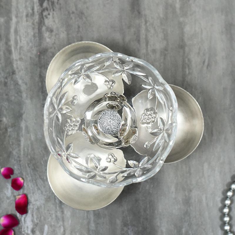 Exquisite Swarovski Silver Plated  Dry Fruit Platter